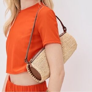 NWT STAUD Mini Taru Raffia Bag in Natural Tan
